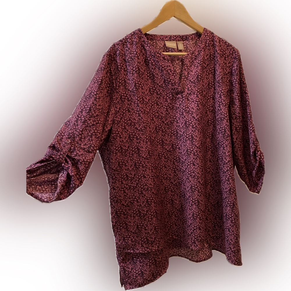 Chicos Purple Floral Blouse - 18 - EUC